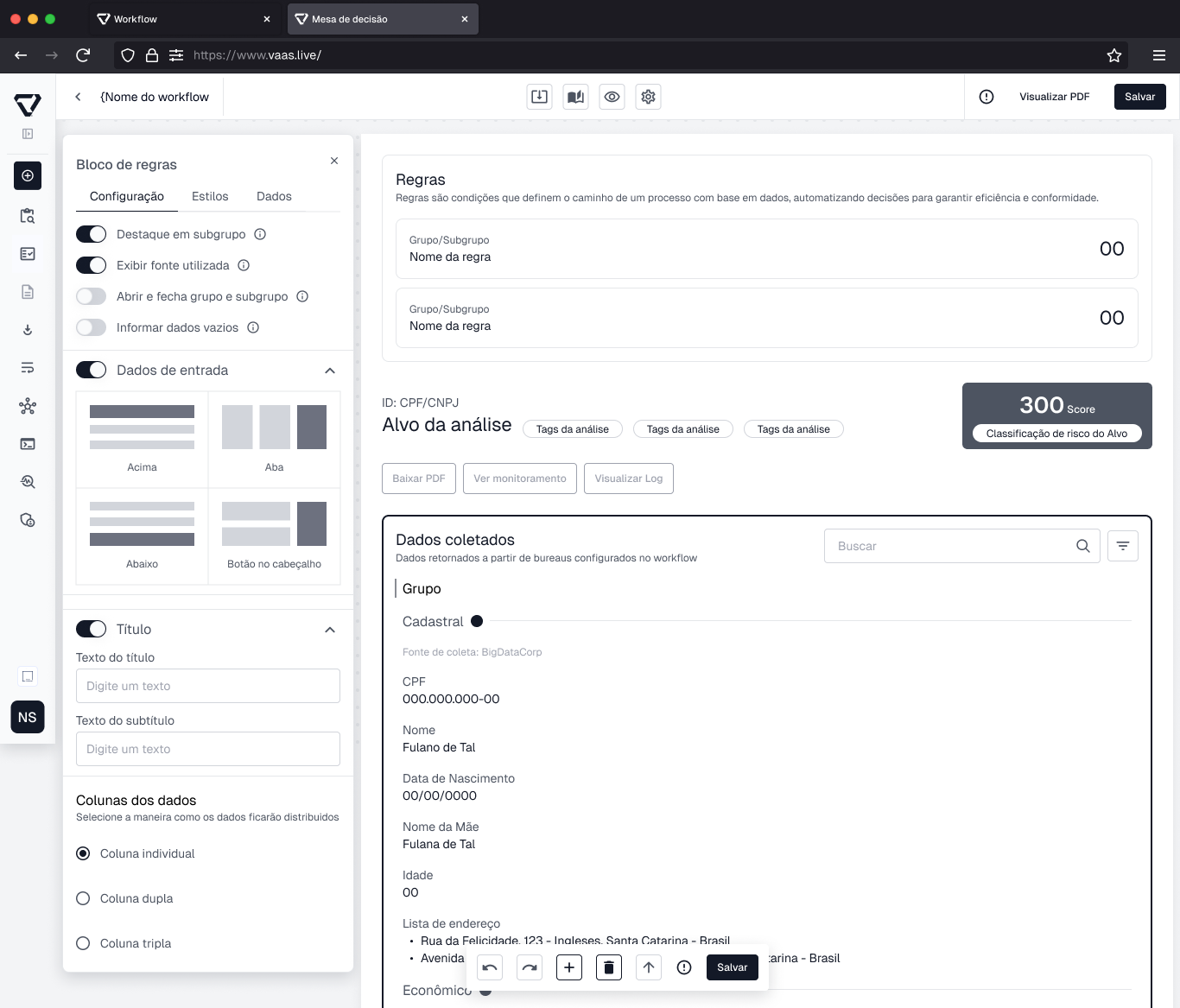 Dashboard de Compliance de Risco